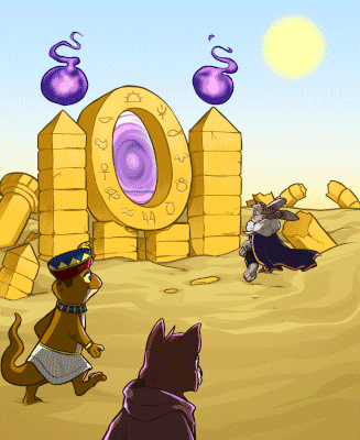 Theo and gang approaching the Portal of Kiaran